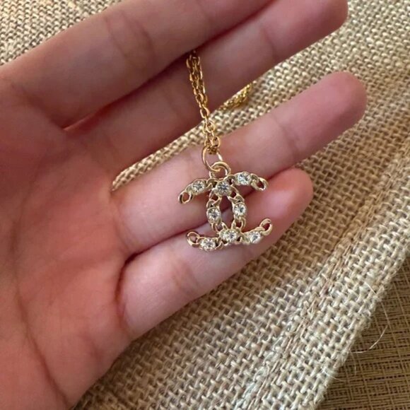 Handmade Vintage CHANEL CC Charm Upcycled Repurposed Pedant necklace - Picture 3 of 3